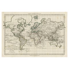 Antique World Map on Mercator's Projection, 1782