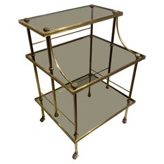 Vintage French 20th Century Brass & Glass Drinks Trolley, c.1970