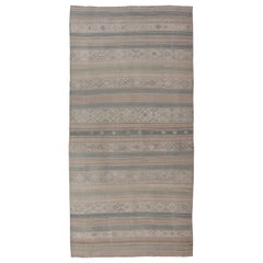Gallery Vintage Turkish Flat-Weave Kilim with Embroideries in Earthy Tones