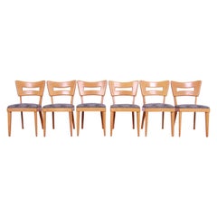Heywood Wakefield ensemble de six chaises de salle à manger « Dog Bone » de style moderne du milieu du siècle dernier