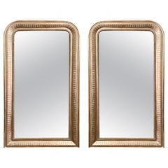Pair Antique French Louis Philippe Silvered Mirrors, circa 1920s