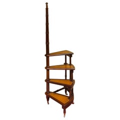 Used 20th Century English Library Step or Stairs/Stepladder, Victorian with Casters