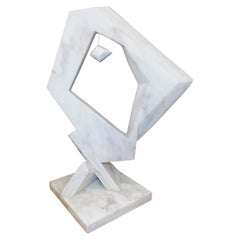 Czeslaw Budny Modern Abstract Constructivist Styled Marble Sculpture on Base