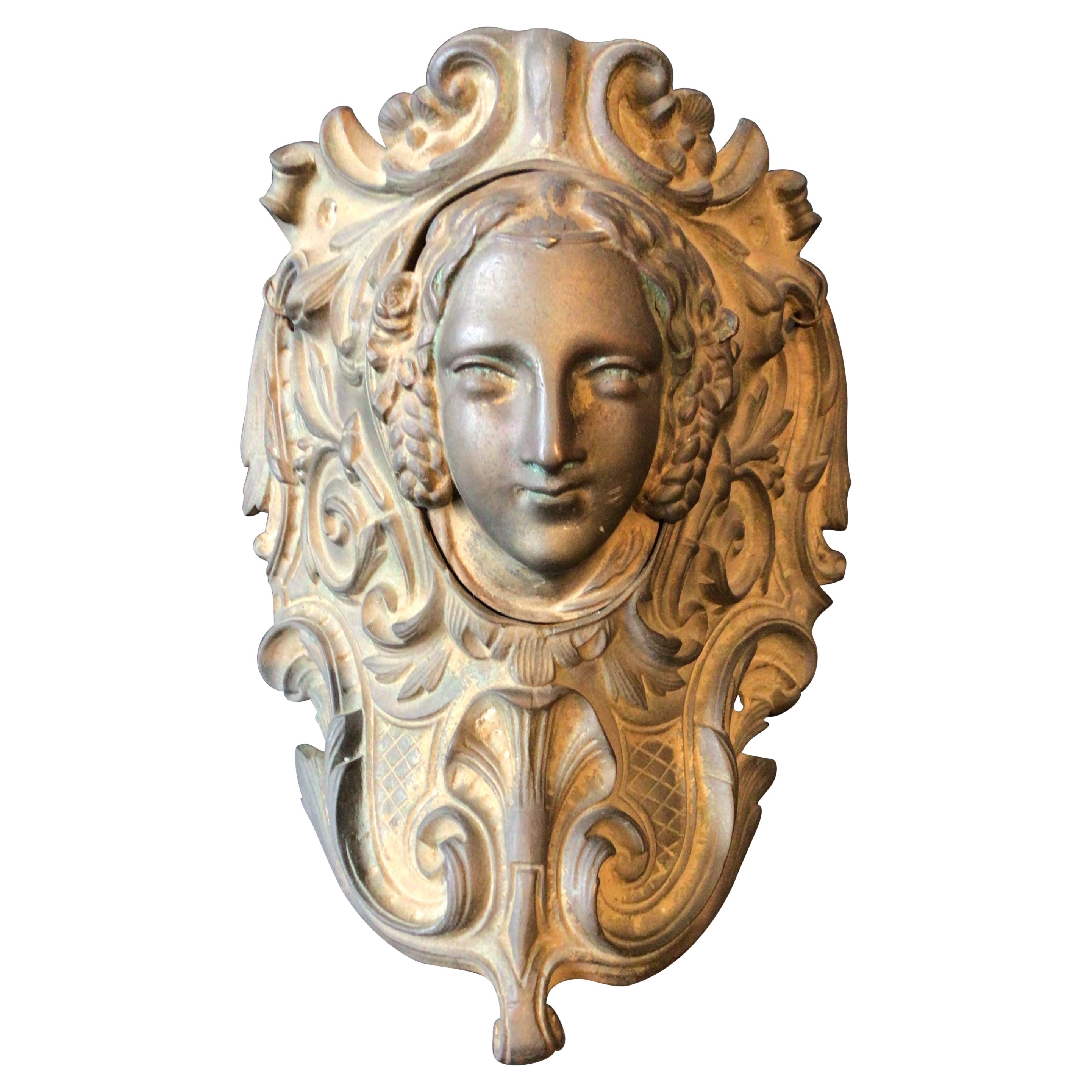 1880s Bronze Decorative Piece with Woman’s Head For Sale