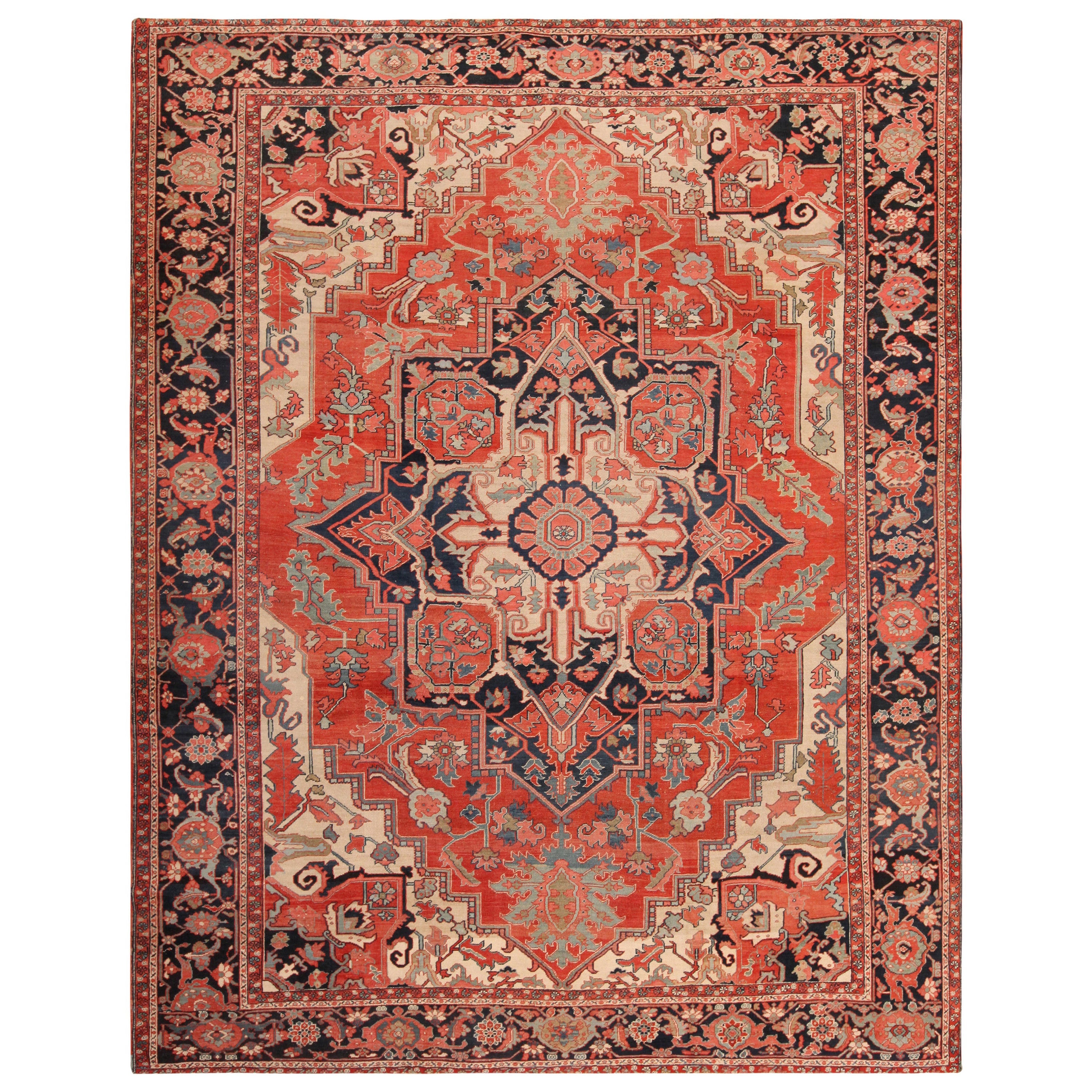 Antique Persian Serapi Rug. Size: 10 ft 4 in x 13 ft 2 in