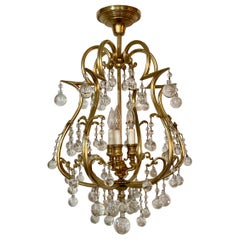 Antique French Baccarat Crystal and Gold Bronze Chandelier, Circa 1900-1910