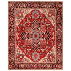Tapis persan antique Heriz. Taille : 9 ft 8 in x 12 ft 