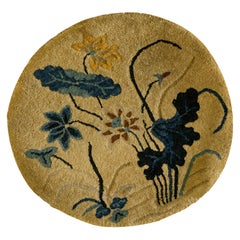 Tapis rond Art Déco chinois des années 1920 ( 2' R - 62 cm )