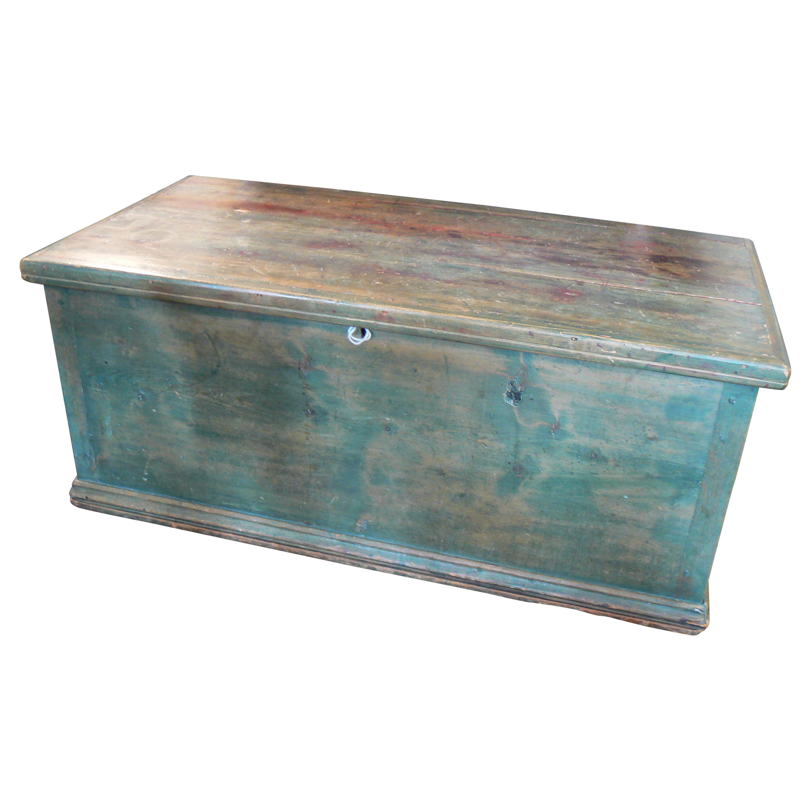 19th Century Blanket Chest in Old Green Paint
