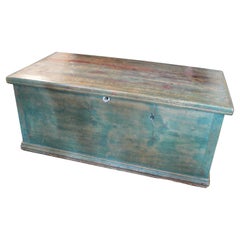 Antique 19th Century Blanket Chest in Old Green Paint