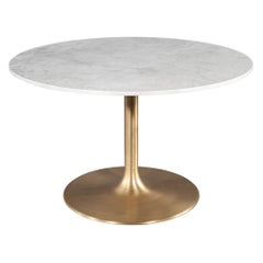Custom Modern Round Stone Top Table with Brass Tulip Base