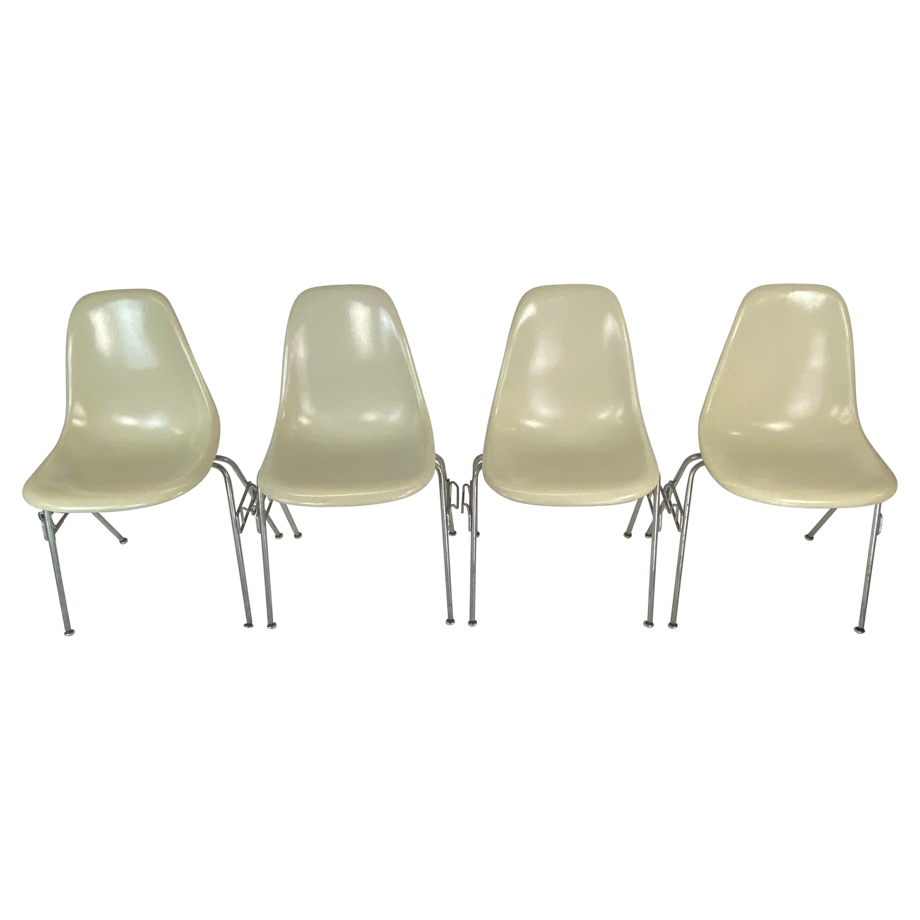 Set of Four Eames Stackable DSS Dining Chairs by Herman Miller