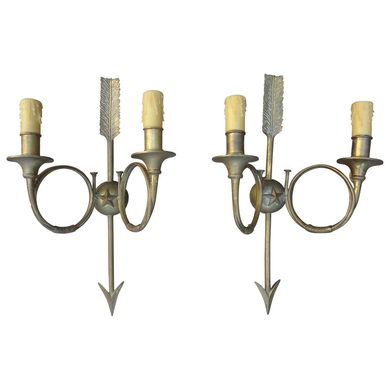 French Maison Bagues Style Bronze Neoclassical Sconces For Sale
