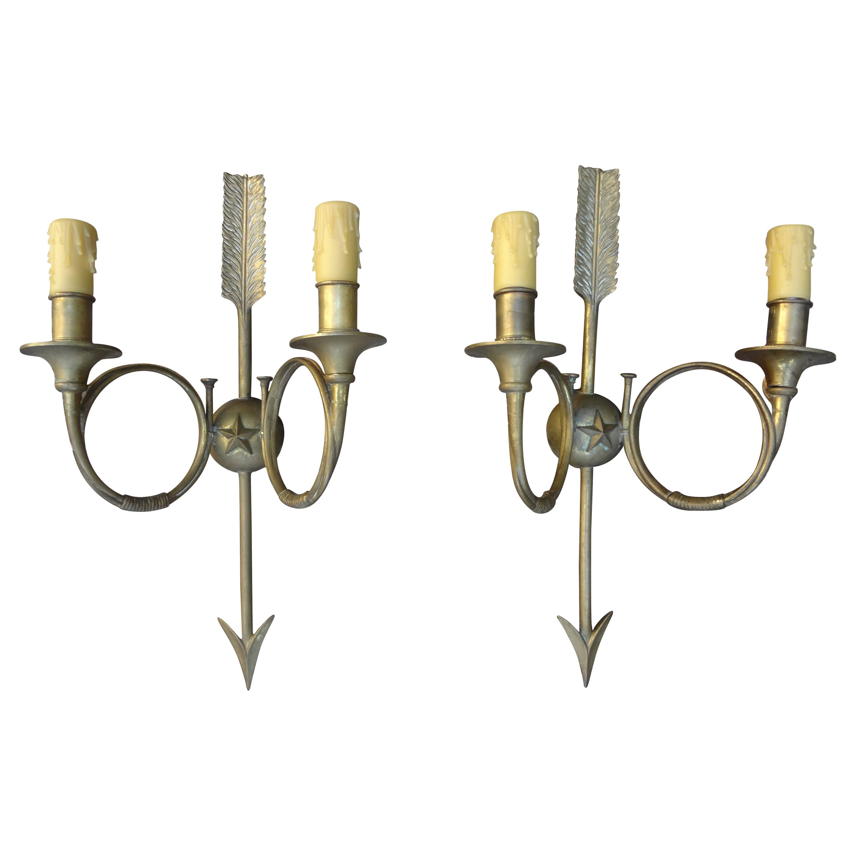 French, Maison Bagues Style Bronze Neoclassical Sconces