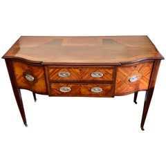 Extraordinary Vintage English Inlaid Satinwood & Mahogany Hepp. Style Server