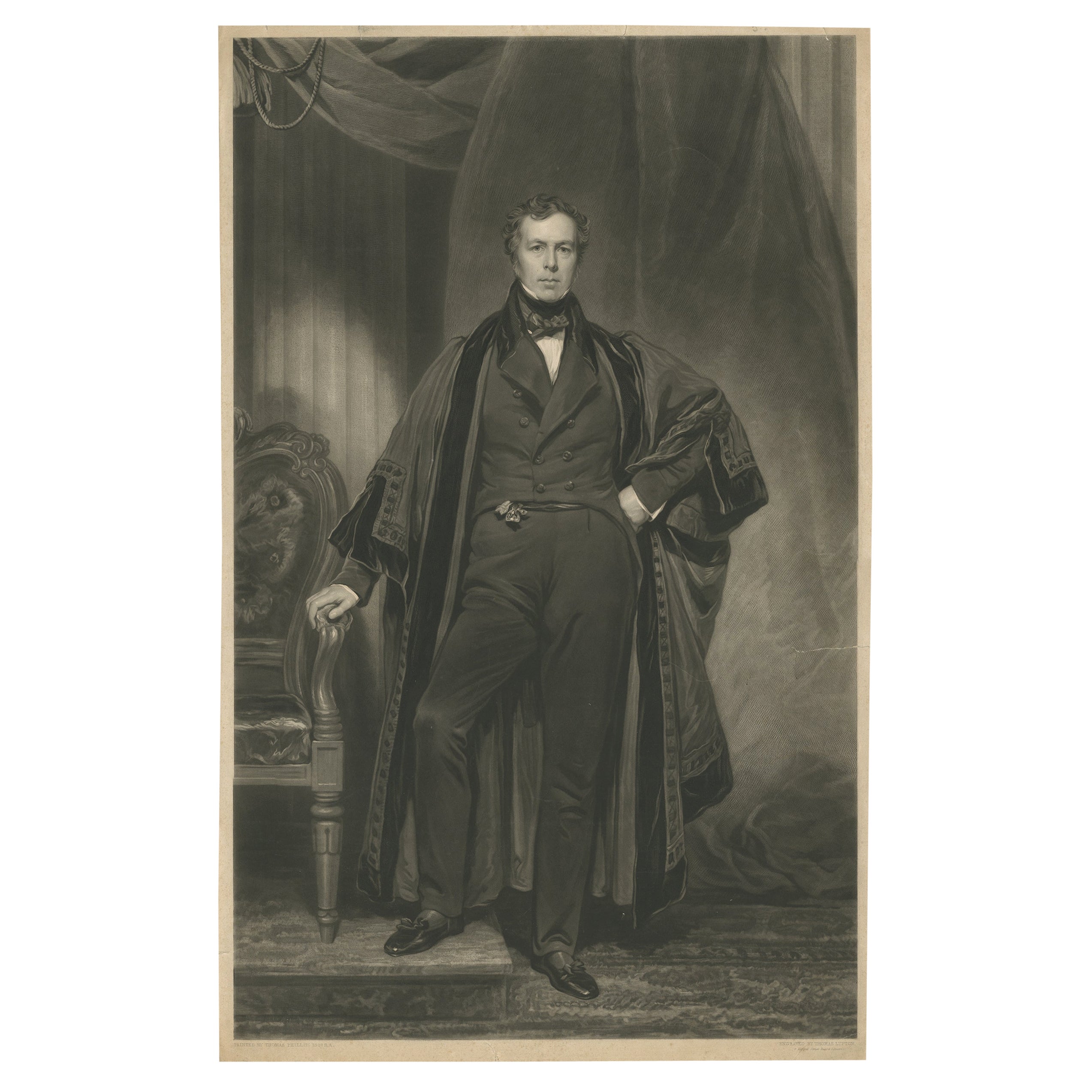 Portrait of William Wallace Currie, First Mayor of Liverpool, England, 1837 For Sale