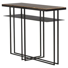 Cross Binate Side Table — Blackened Steel Frame — Honed Cumbrian Slate Top