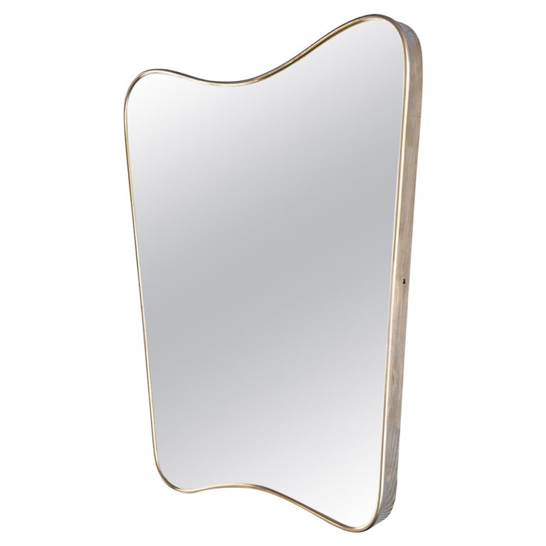 Vintage Curved Wall Brass Mirror, Italy, 1950's at 1stDibs curved