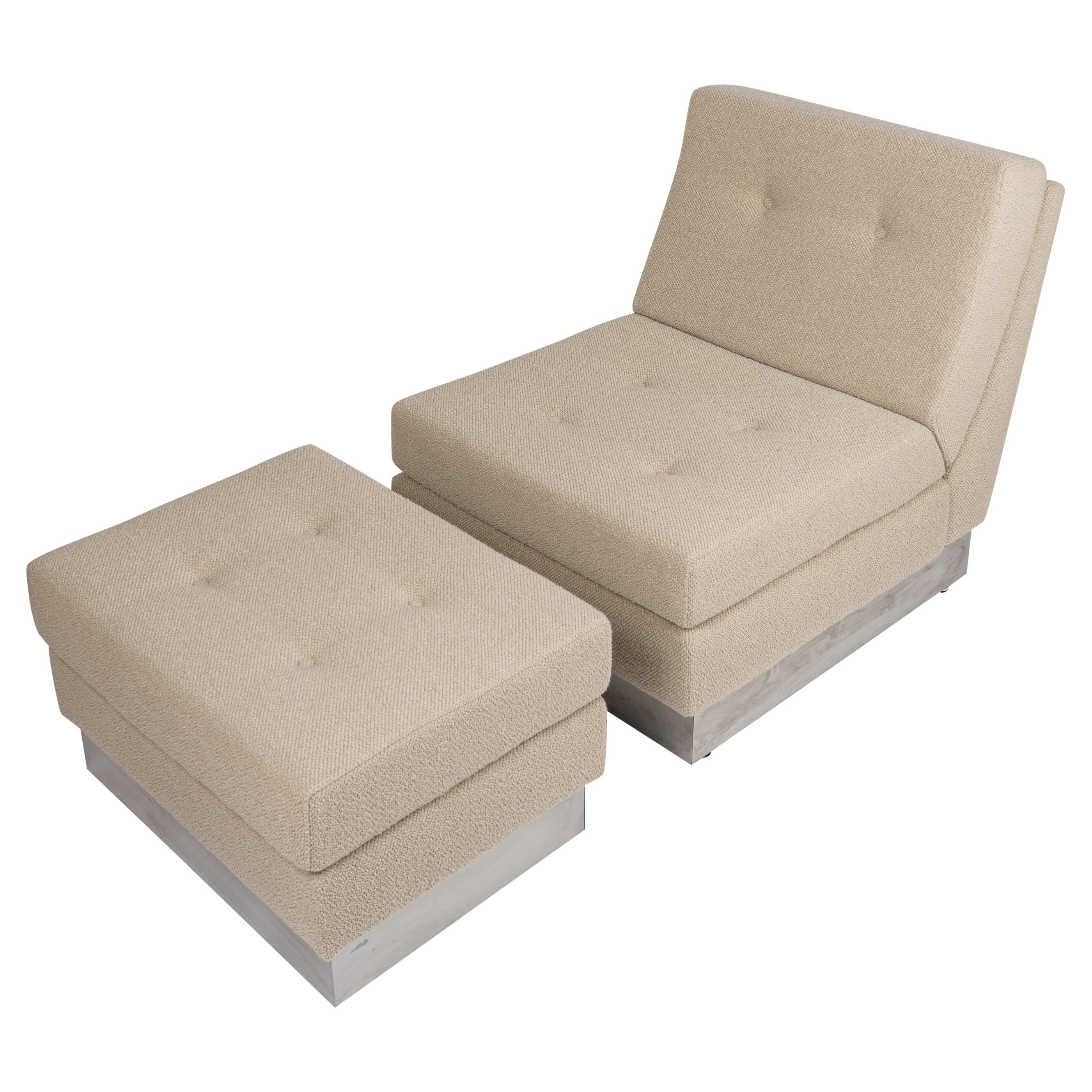 Lounge Chair and Ottoman by Jacques Charpentier, France, 1970's For Sale