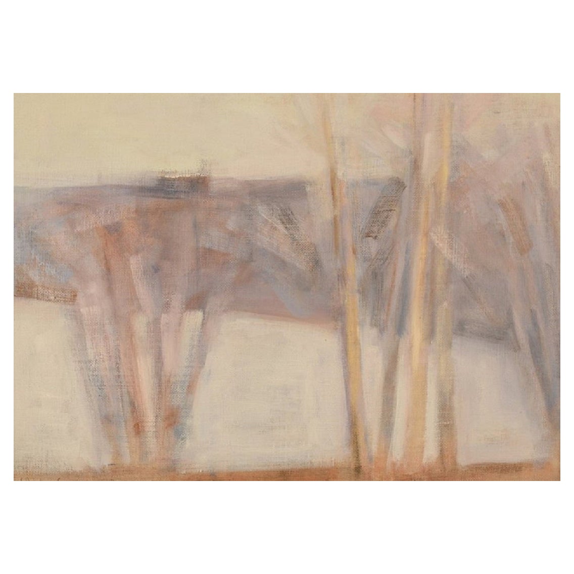Lennart Palmér, Sweden, Oil on Canvas, Modernist Landscape with Trees For Sale