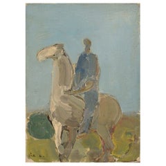 Pär Lindblad, Swedish Artist, Oil on Canvas, Man on Horseback