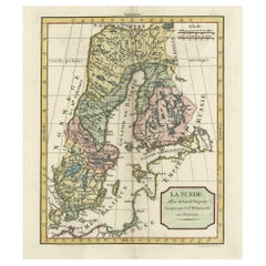Decorative Antique Map of Sweden and Part of Finland, 1806