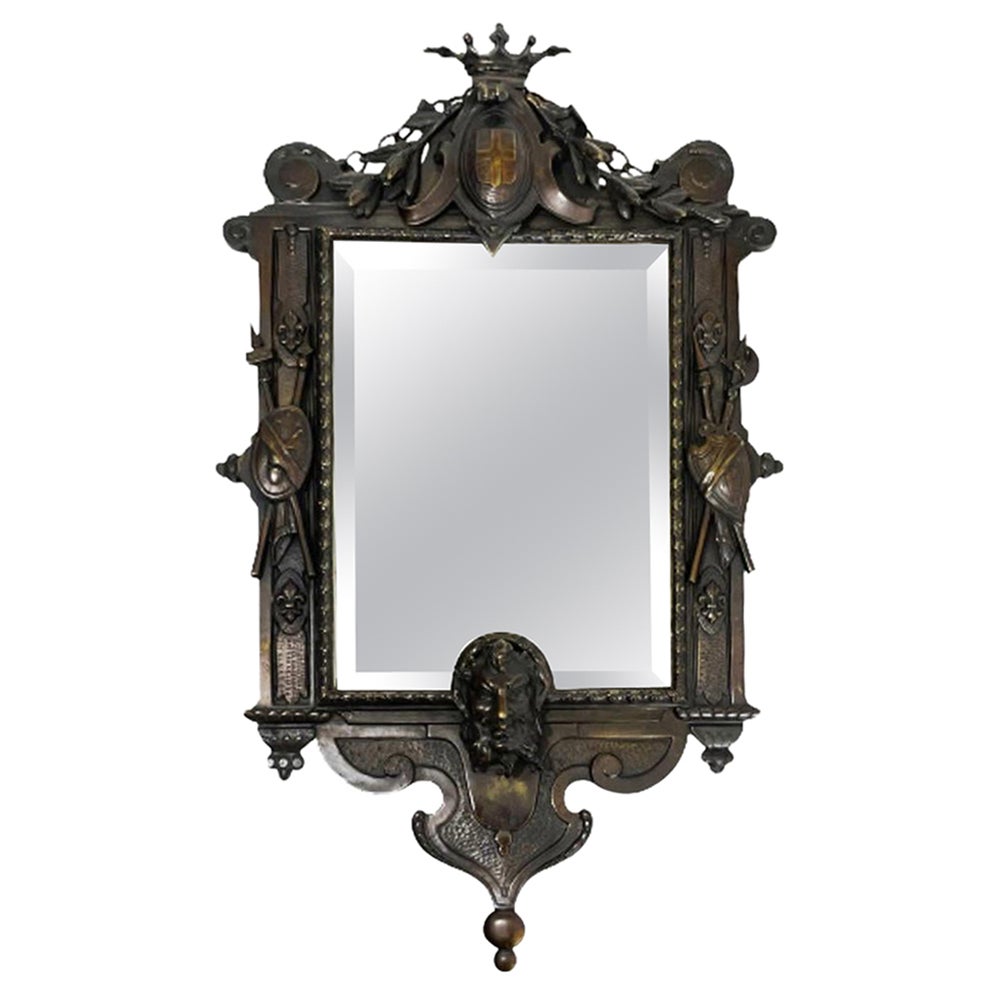 19th Century French Bronze Mirror For Sale