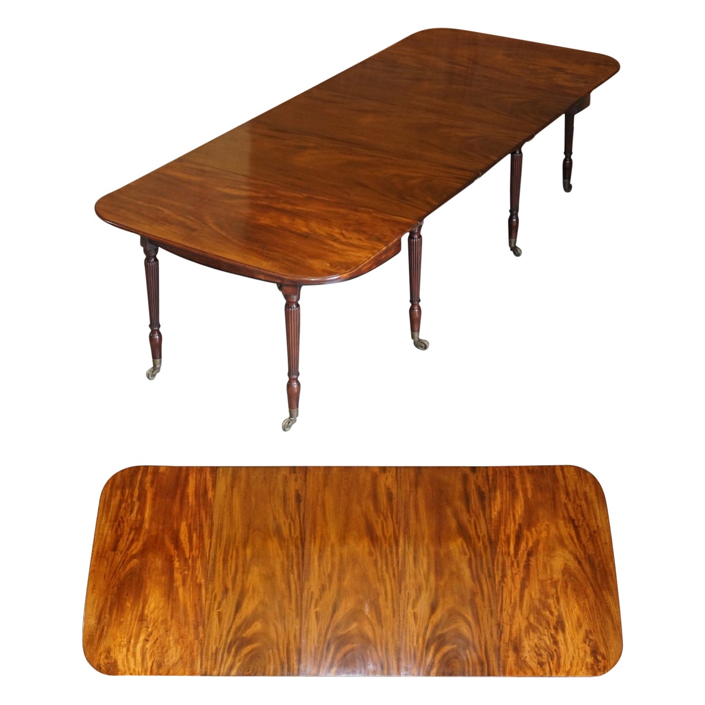 Restored Antique 1830 William IV Figured Hardwood Extending Dining Table Gillows For Sale