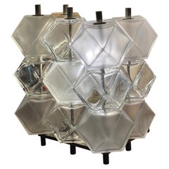 Set of three Polyhedral Murano Glass Cubes Wall Sconces by Toso, 1950s