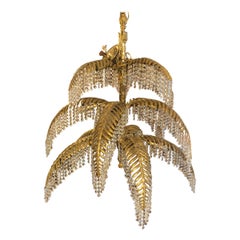 1970s Gilt Bronze Palm Tree Shaped Chandelier Hoffmann Design Bakalowits