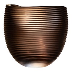 21st Century Federico Peri Linae Large Vase Murano Glass Smoke colour