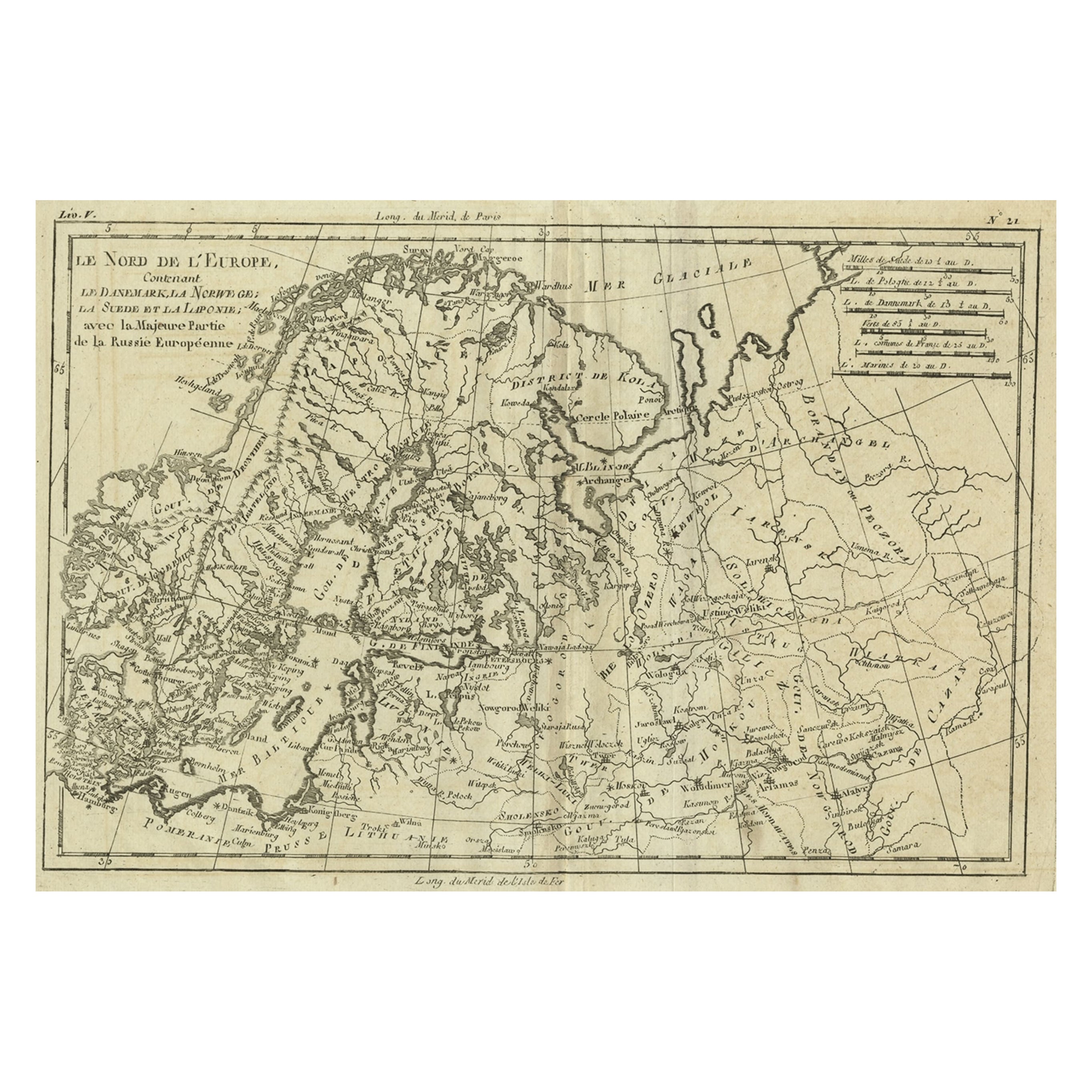 Carta geografica antica dell'Europa settentrionale e della Russia europea, 1780 ca.