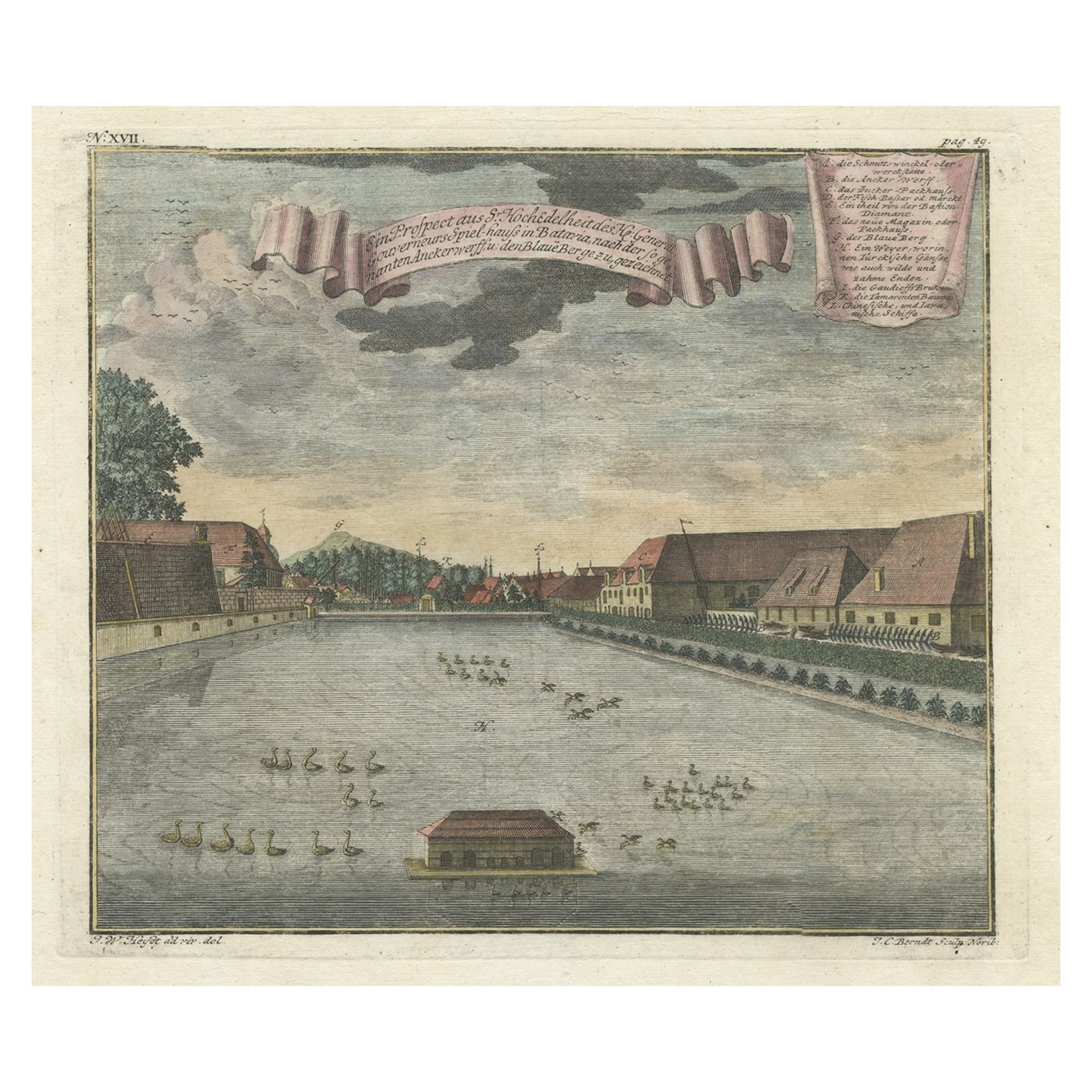 Impression des jardins d'agrément du gouverneur-général de Batavia, Indonésie, vers 1744