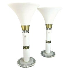 Paire de lampes de table torchères de style Karl Springer des années 70