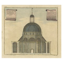 Old Antque Pirint of the New Dutch Church of Batavia 'Jakarta, Indonesia', 1744