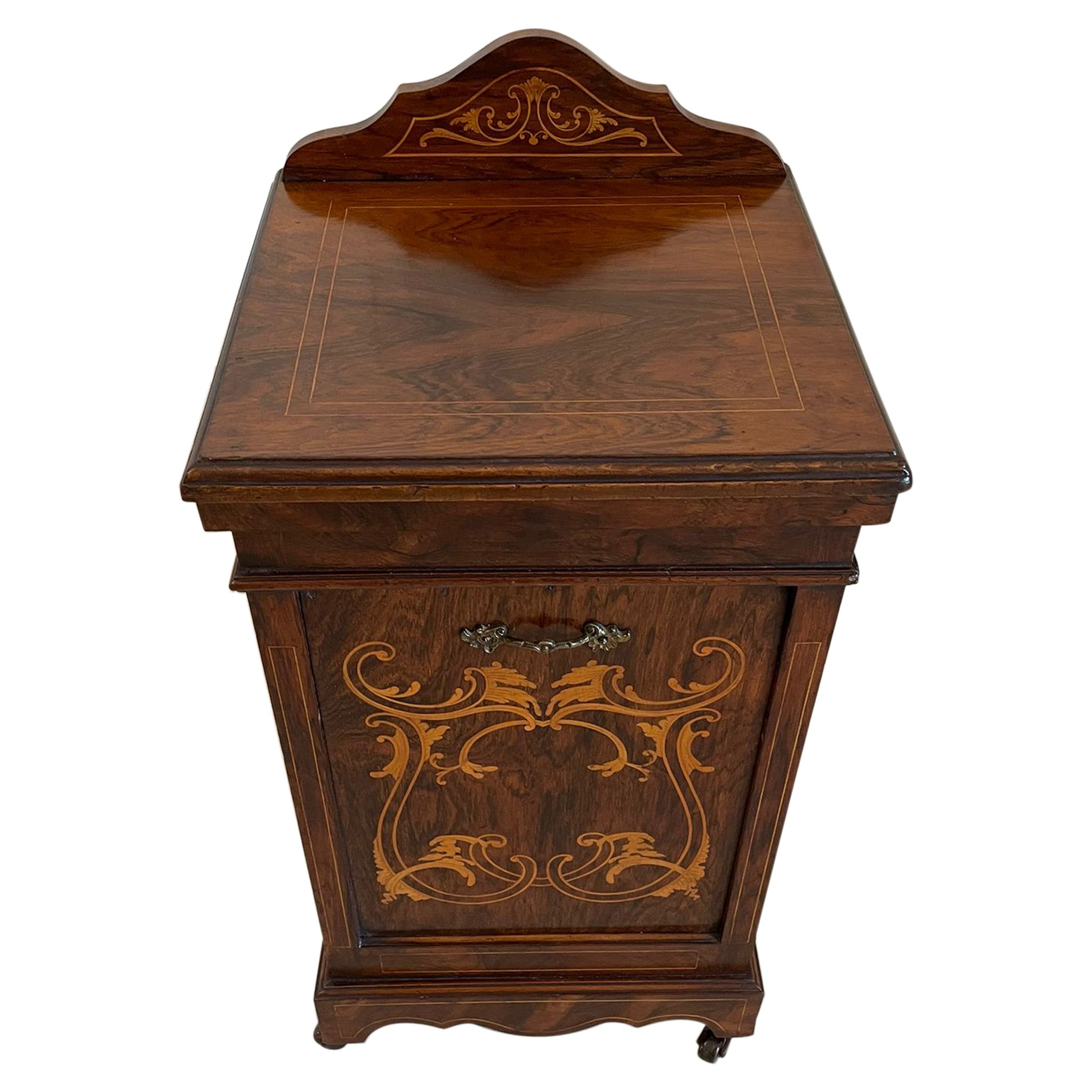 Ancienne armoire édouardienne autoportante en bois de rose incrusté de qualité, de style édouardien