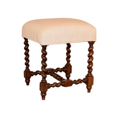 Tabouret rembourré français du 19ème siècle