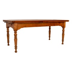 19th Century French Cherry Table with Draw-Leaves