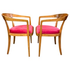 Pair of Midcentury Biedermeier Style Satinwood Armchairs