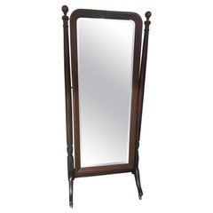 1900 Edwardian Mahogany Cheval Mirror in Untouched Condition