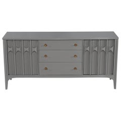 Vintage Mid-Century Modern Grey Lacquered Buffet Sideboard