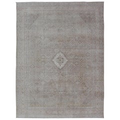 Muted Antique Persian Joshegan Rug with Sub-Geometric All-Over Design