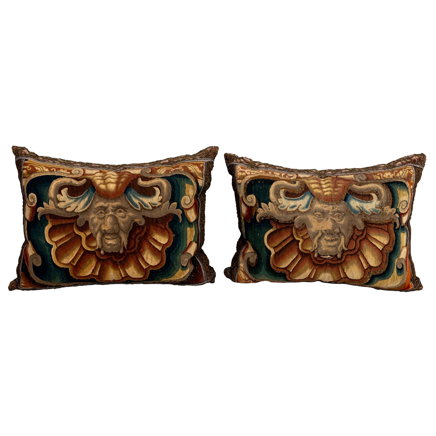 Pair of 16th Century Tapestry Pillows For Sale