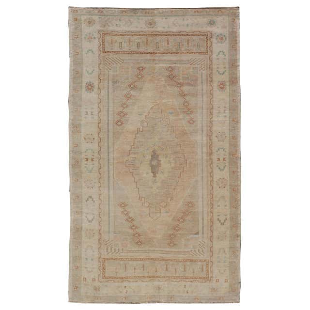 Vintage Muted Oushak Rug from Turkey with Medallion in Lavender and ...