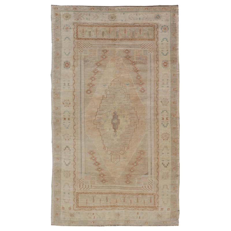 Vintage Muted Oushak Rug from Turkey with Medallion in Lavender and ...