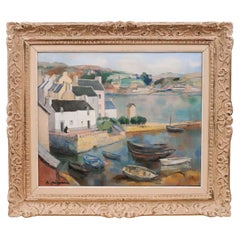 French Harbor Painting by Hortense Pironin Titled 'Le Petit Port à Poul'David'