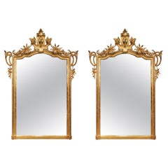 Pair of Italian 19th Century Louis XV Style Giltwood Mirrors