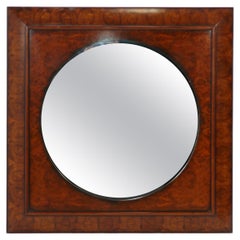 Biedermeier Style Burled Wood Mirror 42" Square