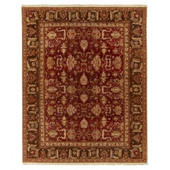 Tapis traditionnel Agra et tapis Kilim à motifs floraux rouges, beiges et bruns