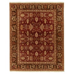 Rug & Kilim's Traditional Agra Style Rug in Red, Beige and Brown Floral Pattern